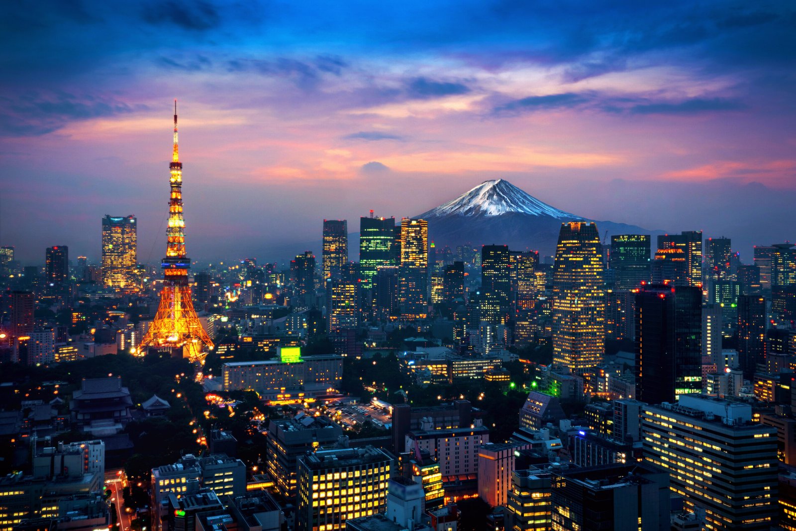 Aerial View Tokyo Cityscape With Fuji Mountain Japan Scaled